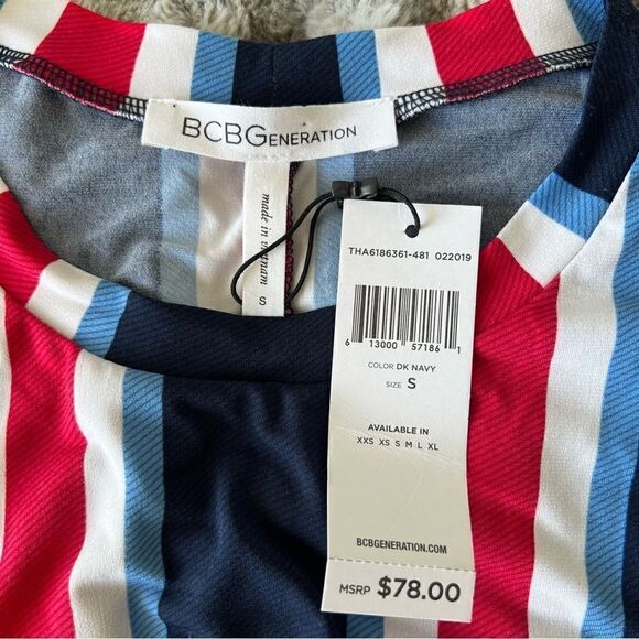BCBGeneration Striped Wrist Tie A Line Dress Size S - Picture 7 of 7